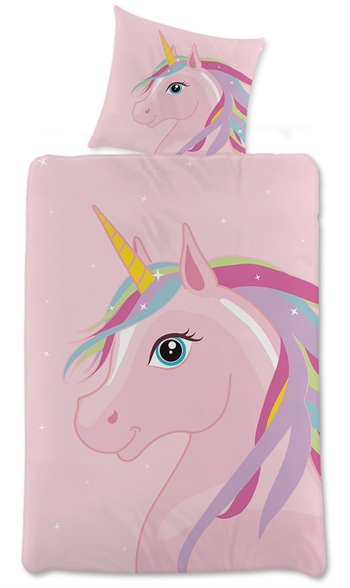 Billede af Børnesengetøj Unicorn - 140x200 cm - Regnbue enhjørning - Sengesæt i 100% bomuld